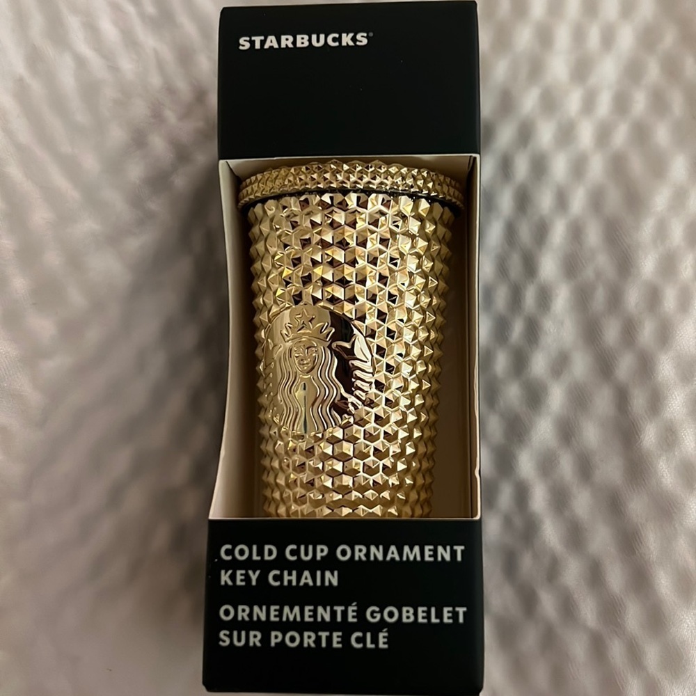NWT GOLD STARBUCKS KEYCHAIN CHRISTMAS
